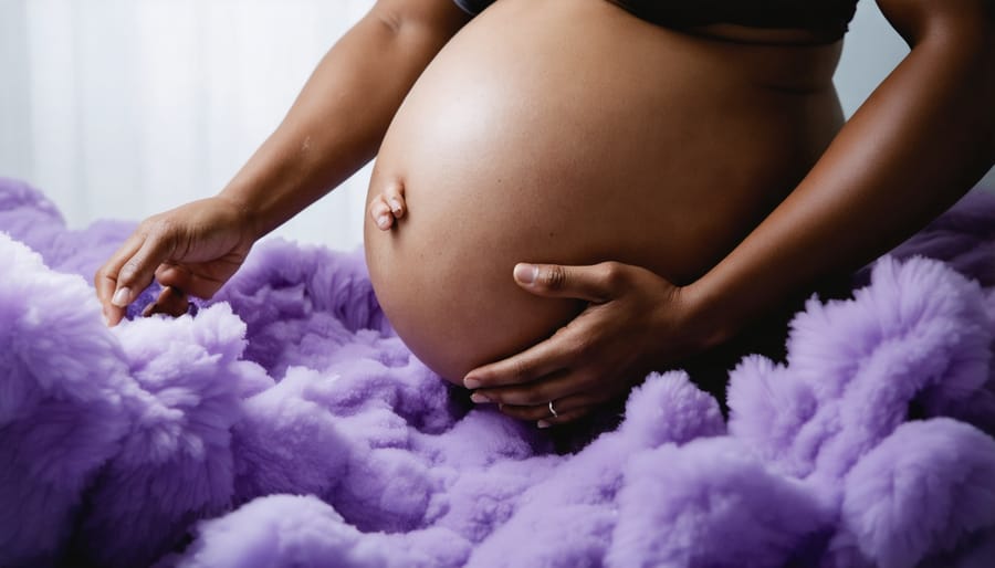 Pregnant woman in contemplative pose by window considering health decisions